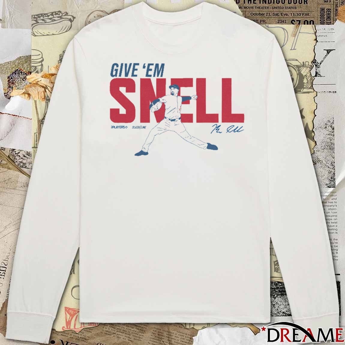 Give ’em Snell Los Angeles Dodgers Blake Snell Slash Line Signature t-shirt