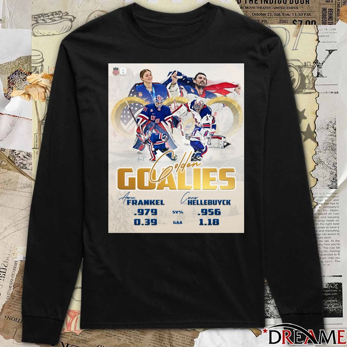 Golden Goalies Aerin Frankel Women’s Team and Connor Hellebuyck Men’s Team Poster t-shirt