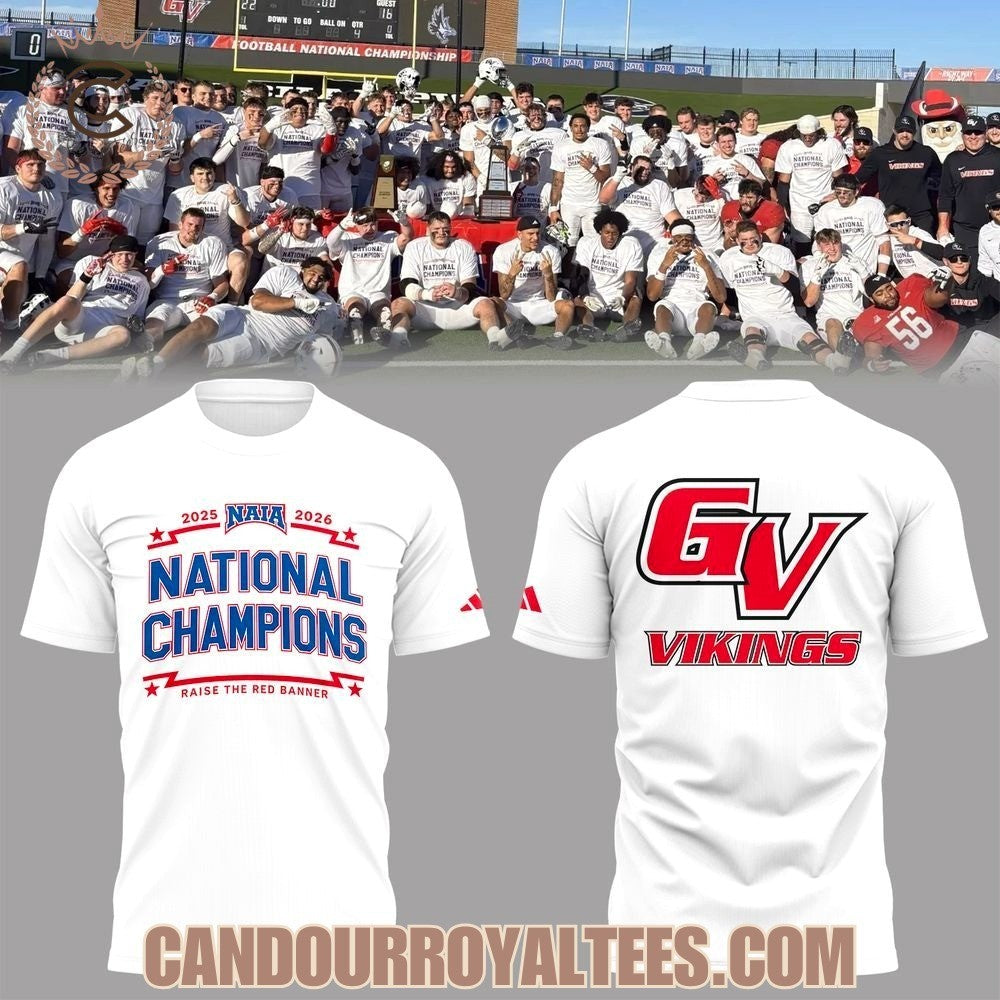 Grand View Vikings Football 2025 NAIA National Champions Two Sided Shirt