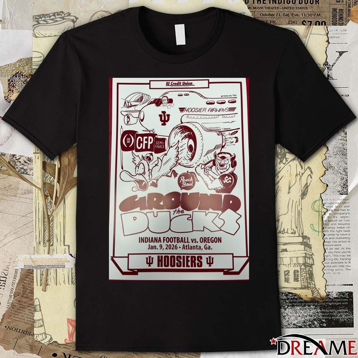 Ground The Duck CFP Semi-Final Peach Bowl game Indiana Football vs. Oregon Atlanta, Ga Poster t-shirt