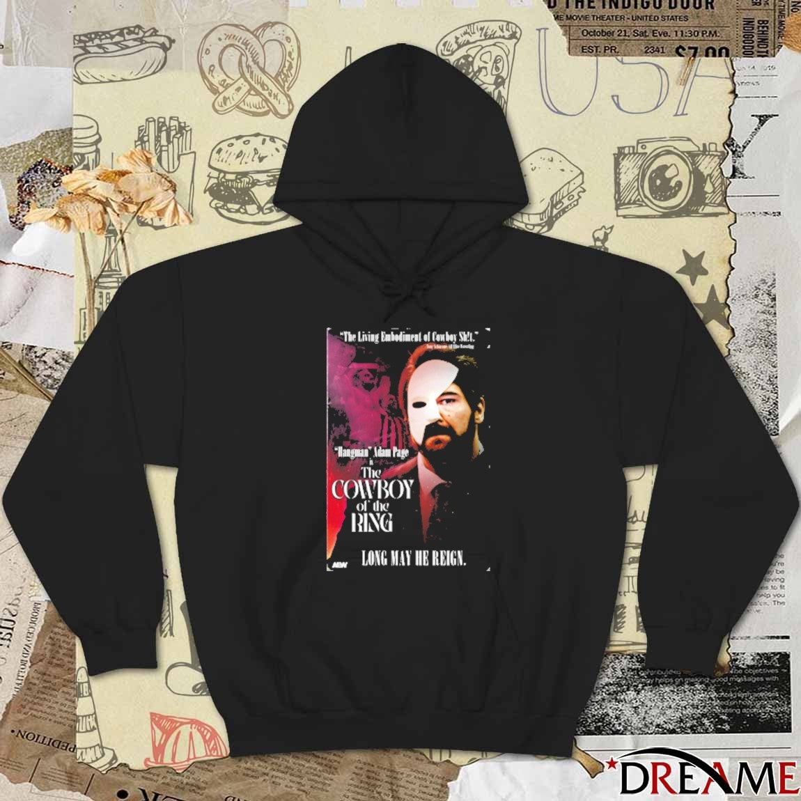 Hangman Adam Page In The Cowboy of the Ring Long May He Reign AEW 2025 t-shirt