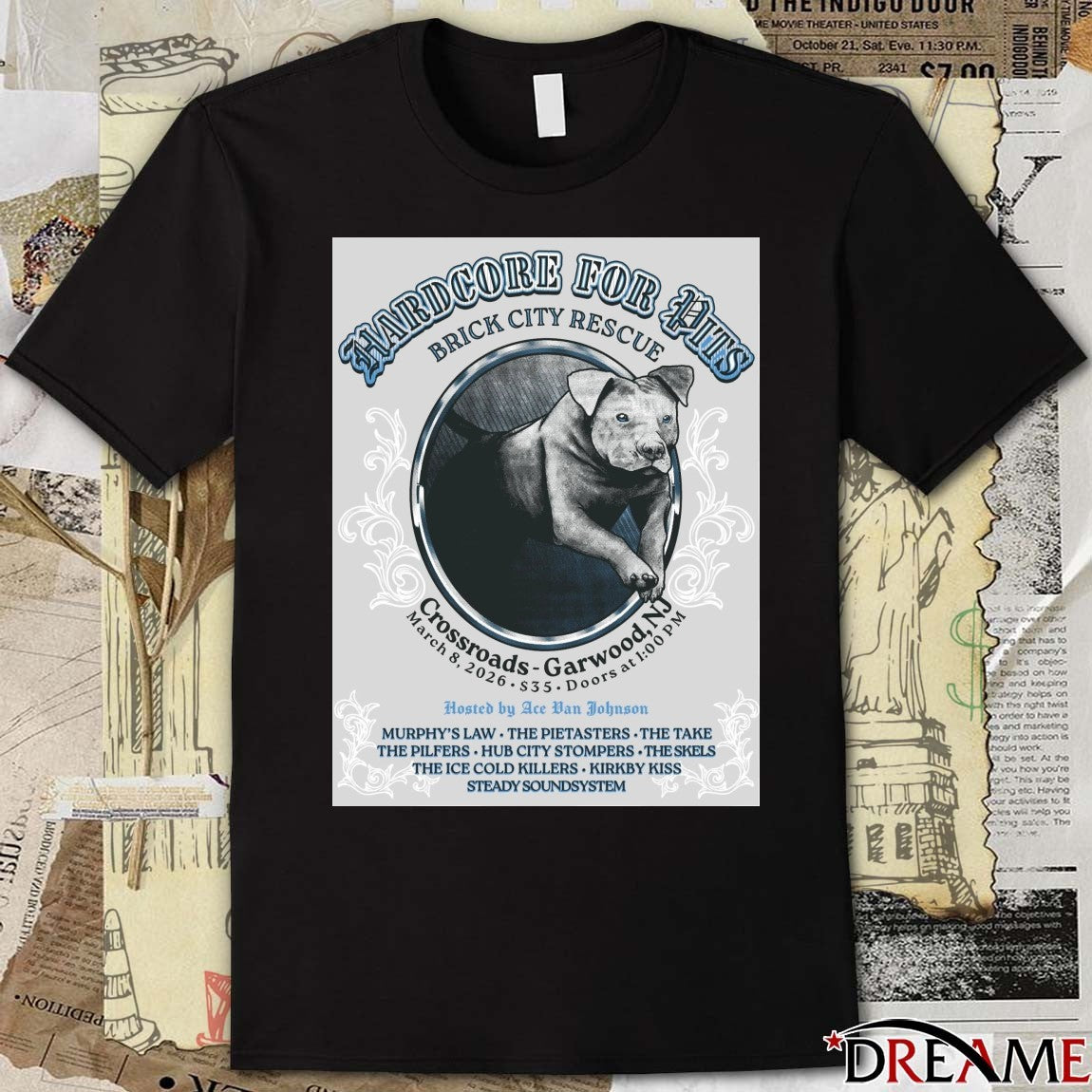 Hardcore for Pits Brick City Rescue March 8, 2026 Crossroads Garwood, NJ Poster t-shirt