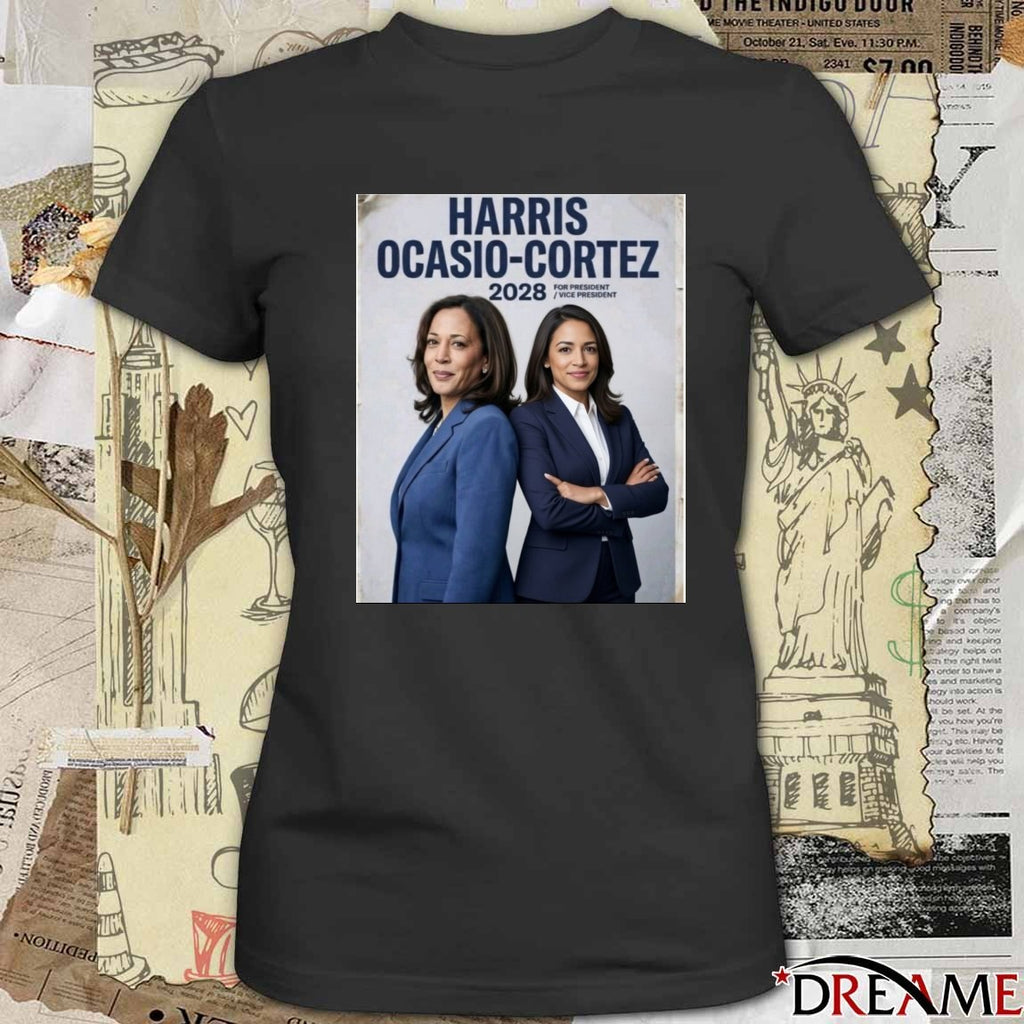 Harris Ocasio-Cortez 2028 For President And Vice President Poster t-shirt