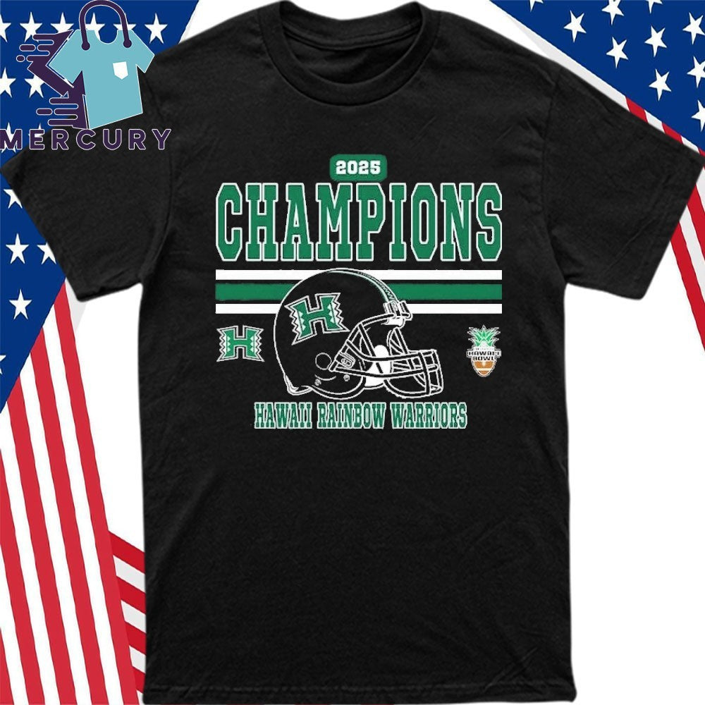 Hawaii Rainbow Warriors Football 2025 Hawaii Bowl Champions Helmet Shirt