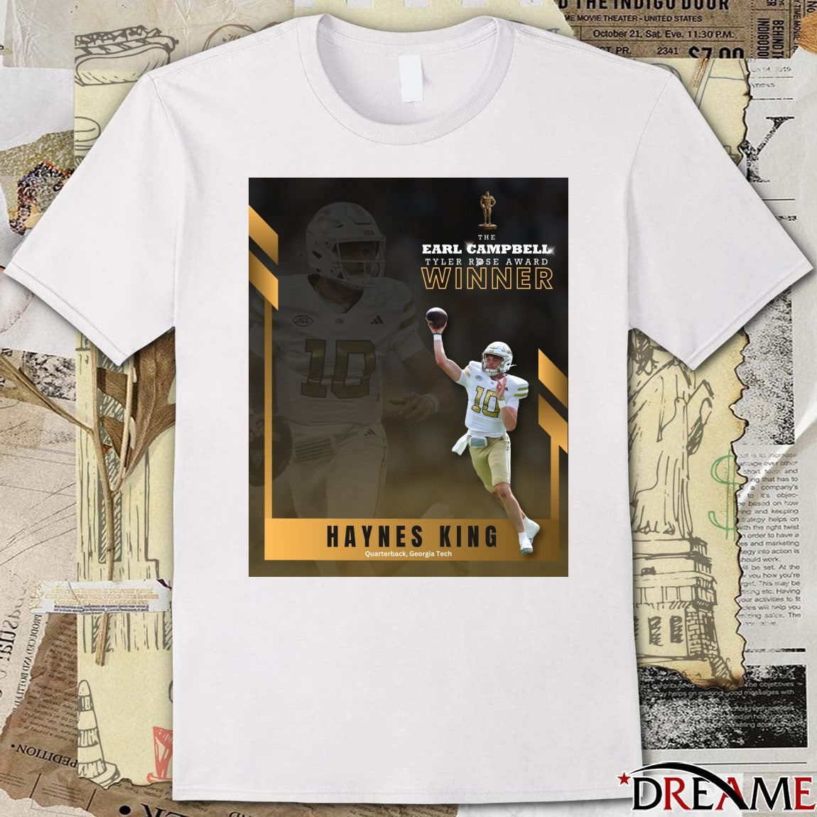 Haynes King Georgia Tech 2025 The Earl Campbell Tyler Rose Award Winner Poster t-shirt