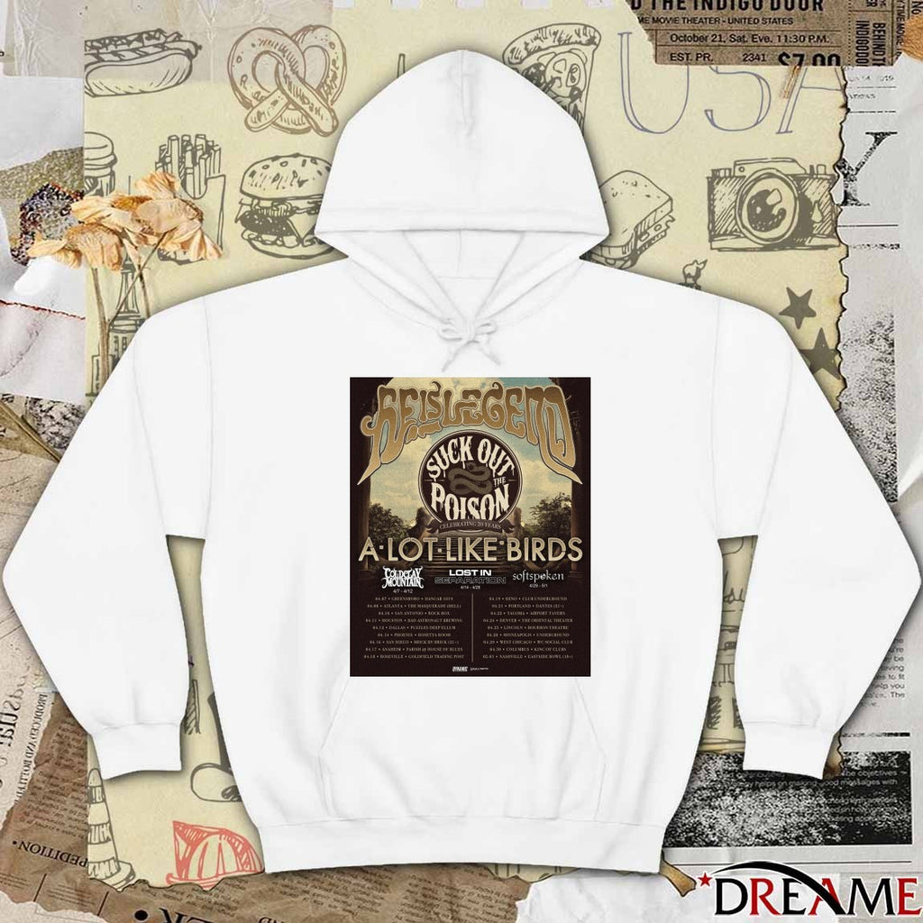 He Is Legend Suck Out The Poison Tour With A Lot Like Birds, Cold Clay Mountain, Lost 2026 Poster t-shirt