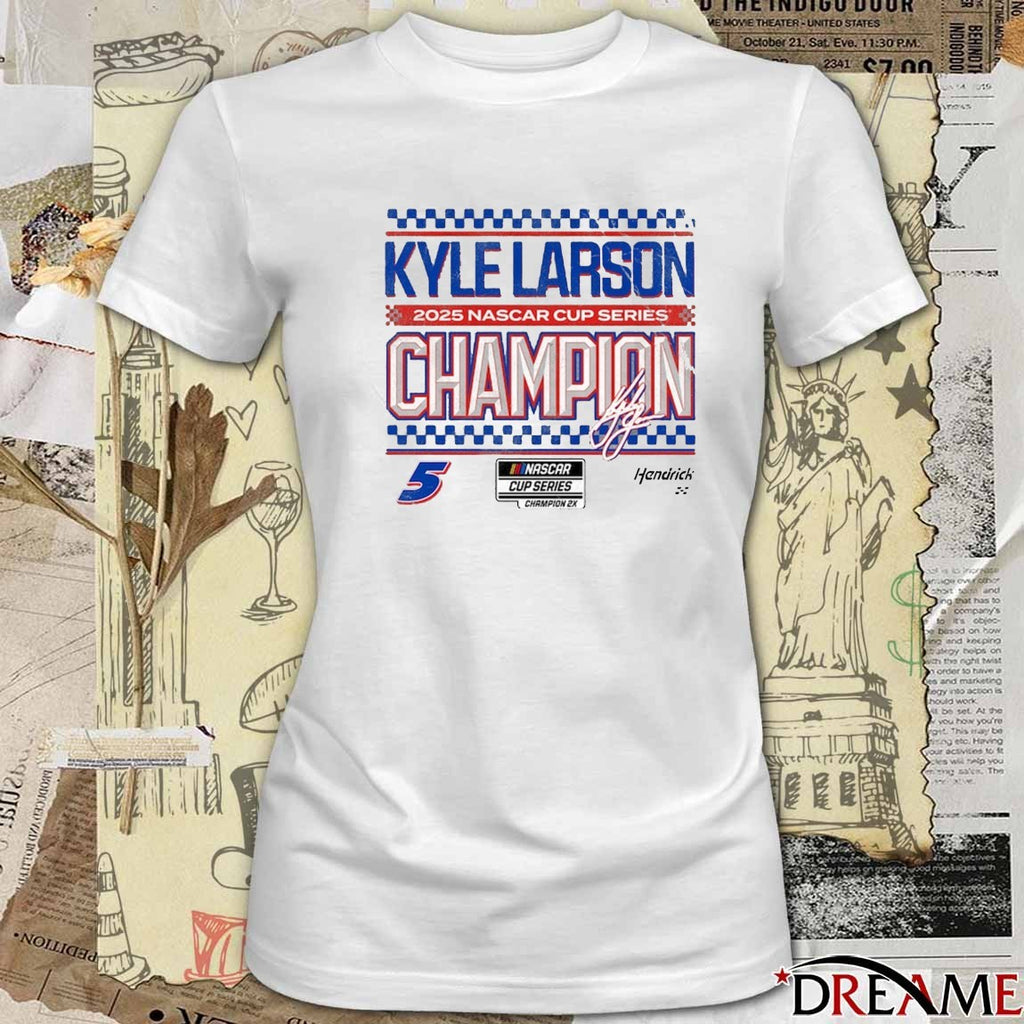 Hendrick Motorsports Team Collection Kyle Larson 2025 NASCAR Cup Series Champion 2x Signature t-shirt