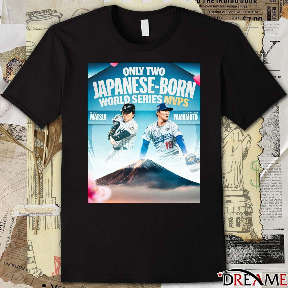 Hideki Matsui and Yoshinobu Yamamoto Dodgers Only Two Japanese-Born World Series MVPs in 2025 Poster t-shirt
