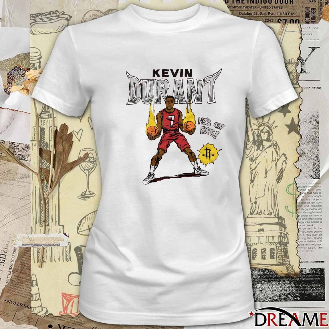 Houston Rockets Kevin Durant Homage He’s On Fire Comic Book 2025 t-shirt