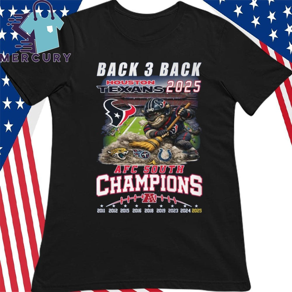 Houston Texans 2025 AFC South Champions Back-3-Back Mascot Shirt