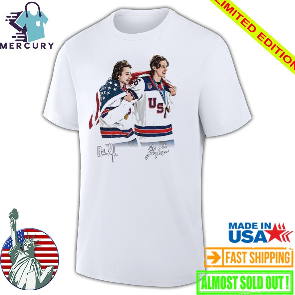 Hughes Brotherhood Team USA Hockey Shirt