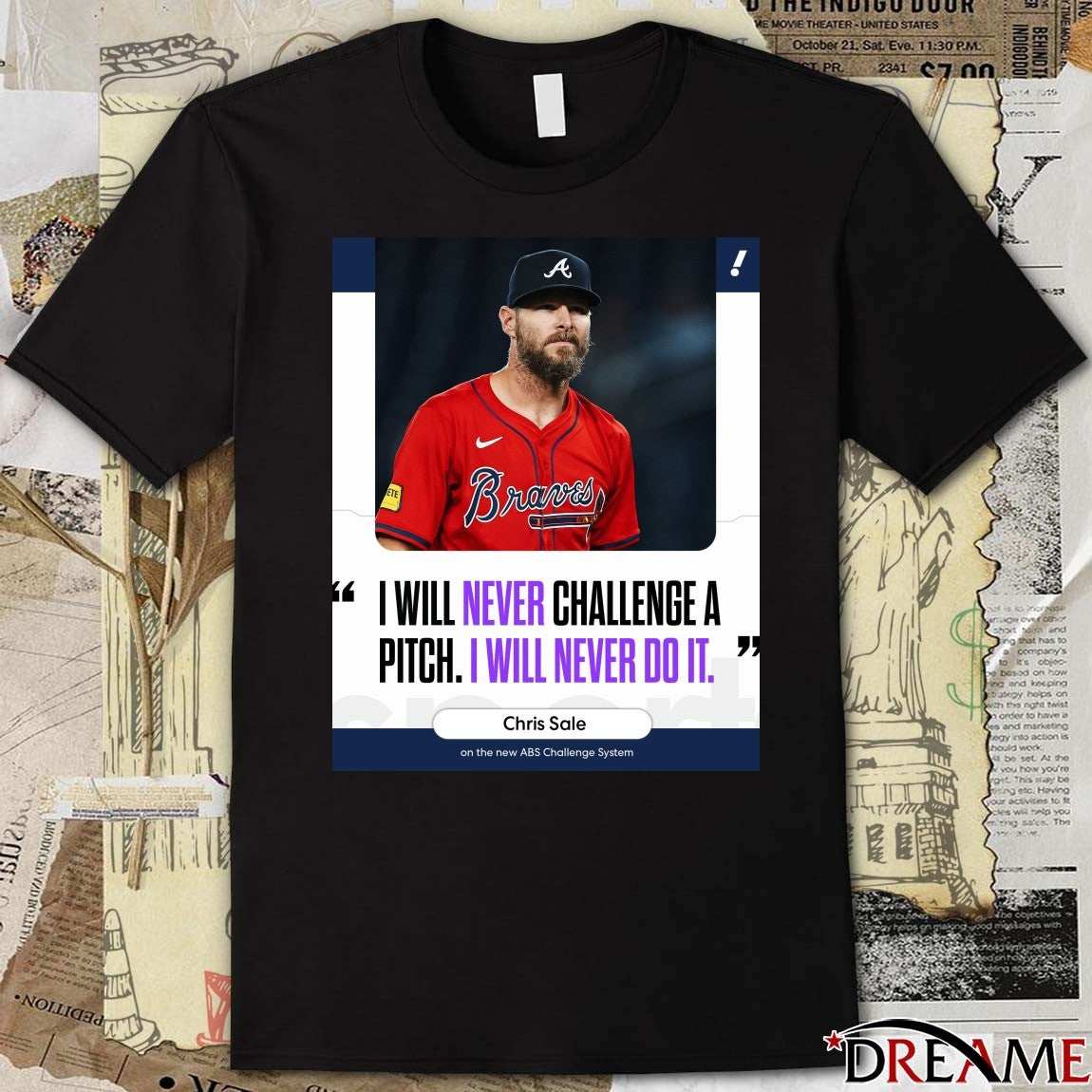 I Will Never Challenge A Pitch I Will Never Do It Chris Sale t-shirt