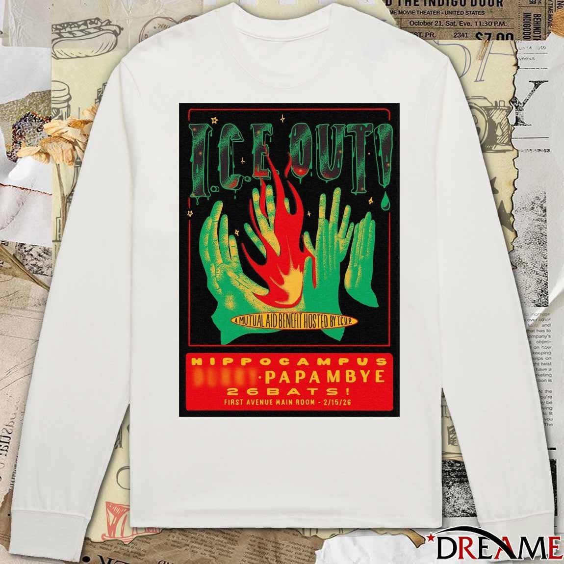 ICE Out A Mutual Aid Benefit Hosted By TCUP Hippocampus Papambue 26 Btas February 15 2026 Poster t-shirt