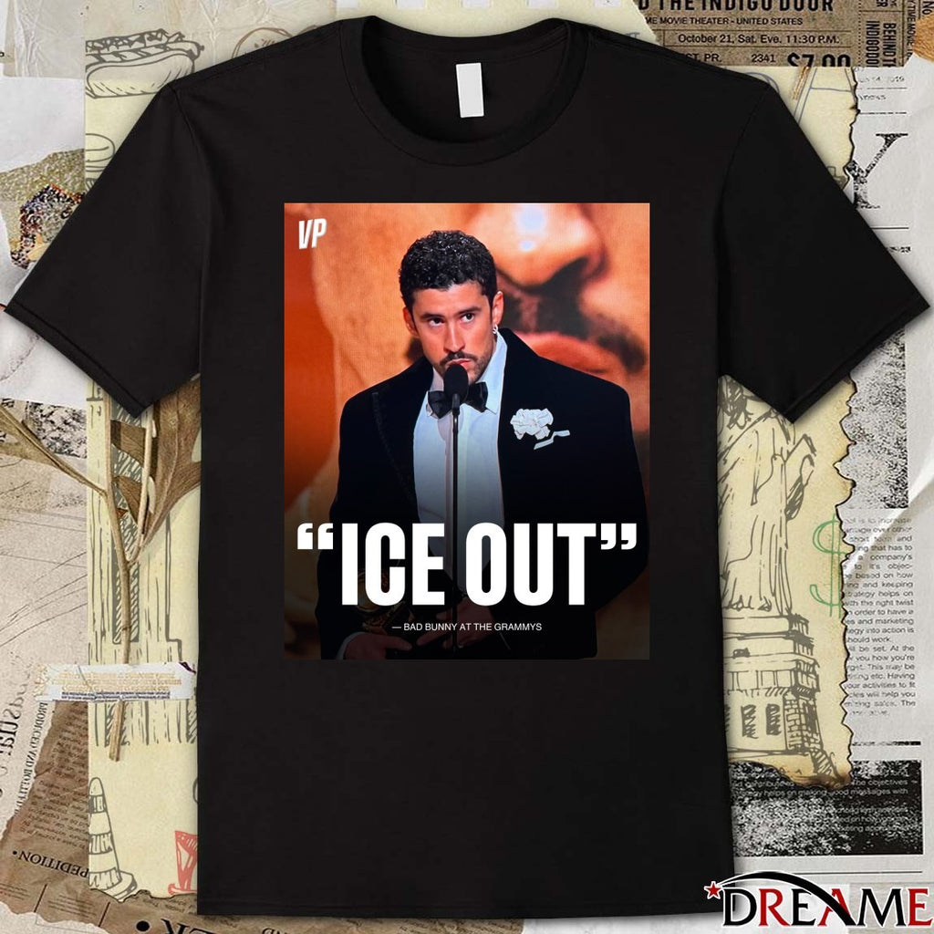 ICE Out Bad Bunny At The Grammys 2026 Poster t-shirt