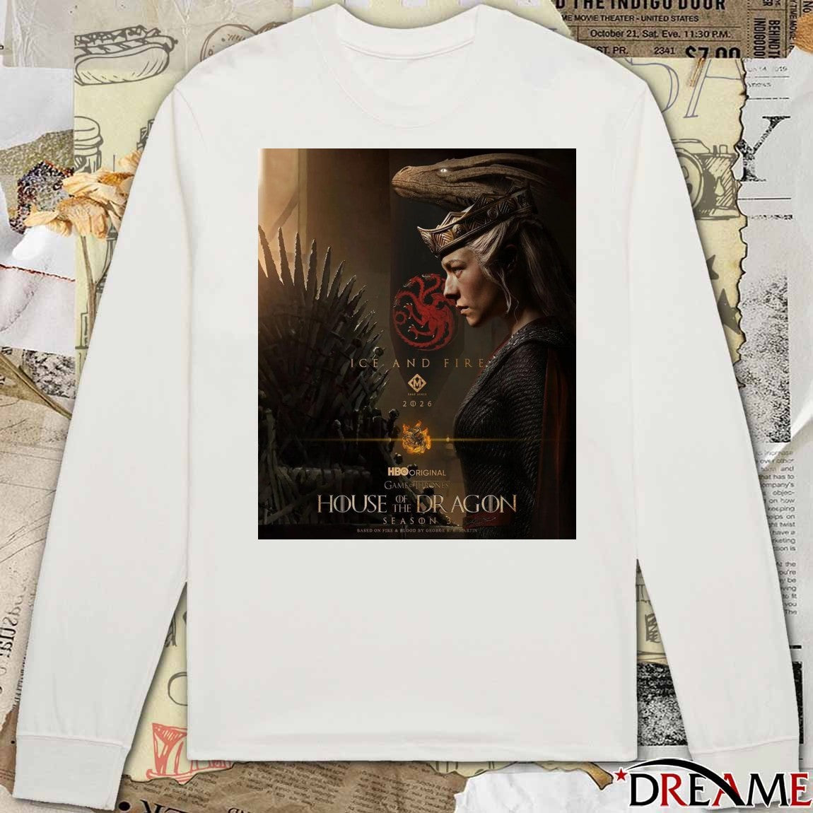 Ice And Fire House of the Dragon Game of Thrones Season 3 Release In 2026 Poster t-shirt