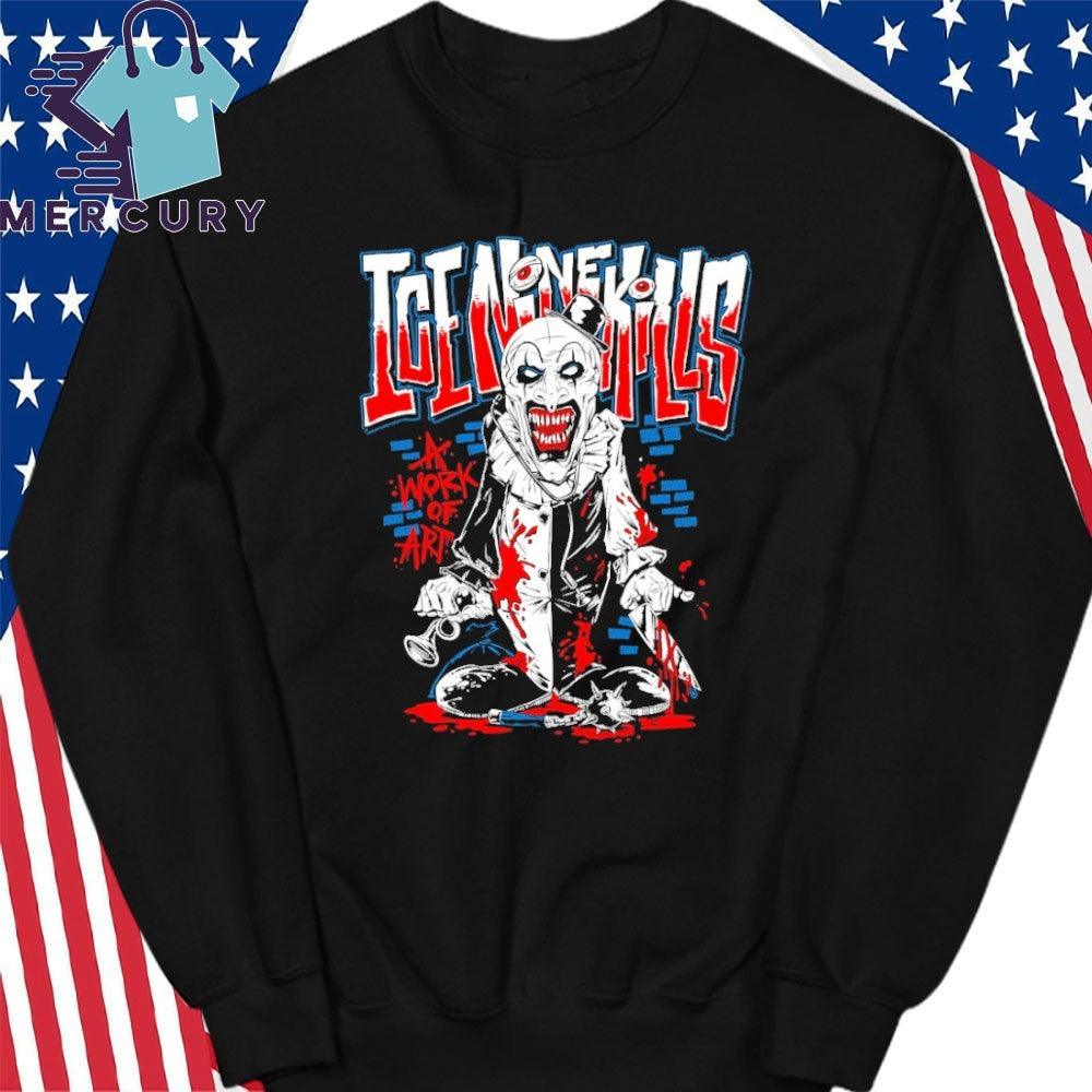 Ice Nine Kills A Work of Art Cartoon Terrified Silver Scream Con London Shirt