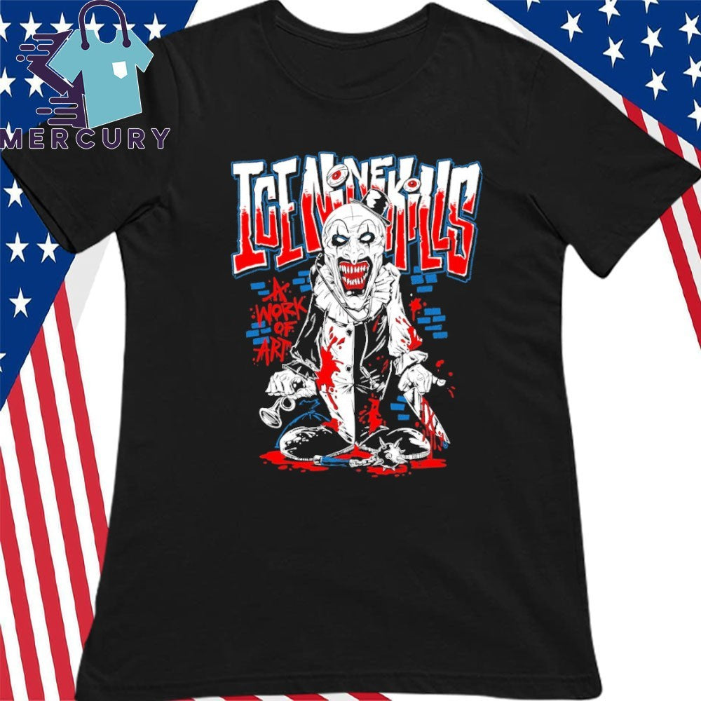 Ice Nine Kills A Work of Art Cartoon Terrified Silver Scream Con London Shirt