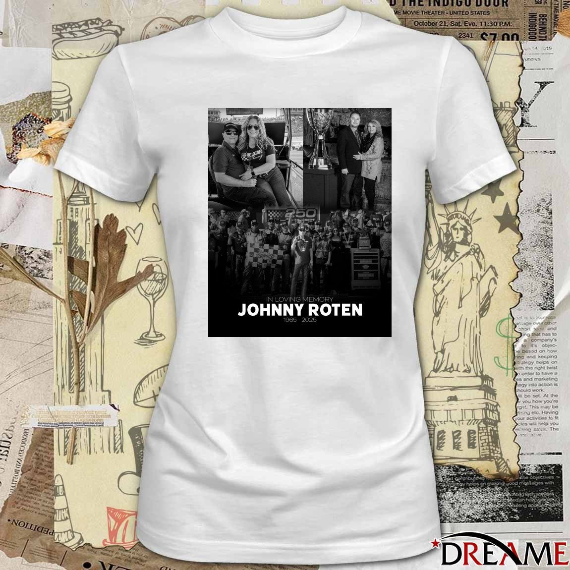 In Loving Memory Johnny Roten 1965 – 2025 Front Row Motorsports Poster t-shirt