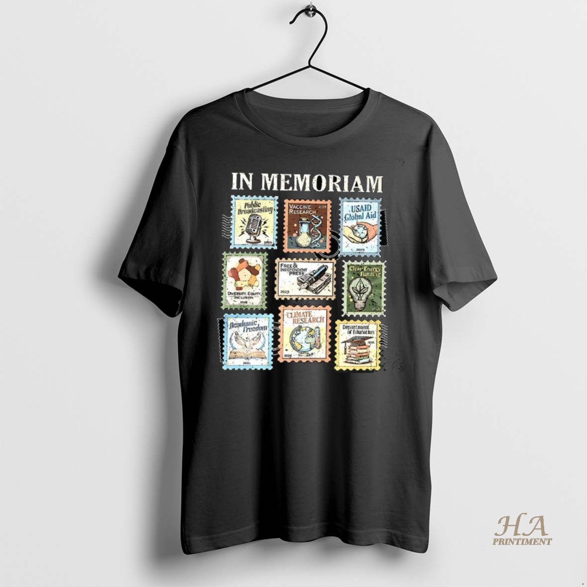 Official In Memoriam Resist Protest Postage Stamp Graphic Shirt