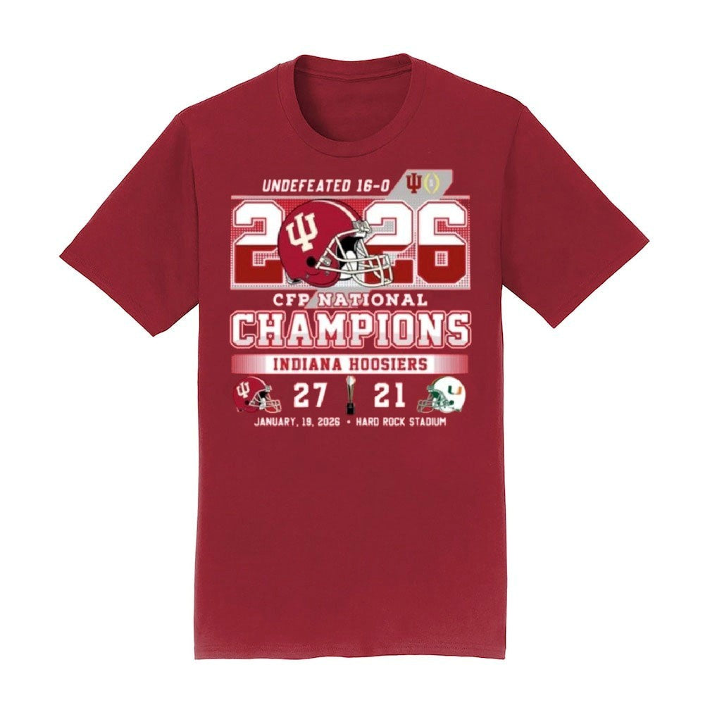 Indiana Beat Miami 27-21 Undefeated 16-0 2026 CFP National Champions Shirt
