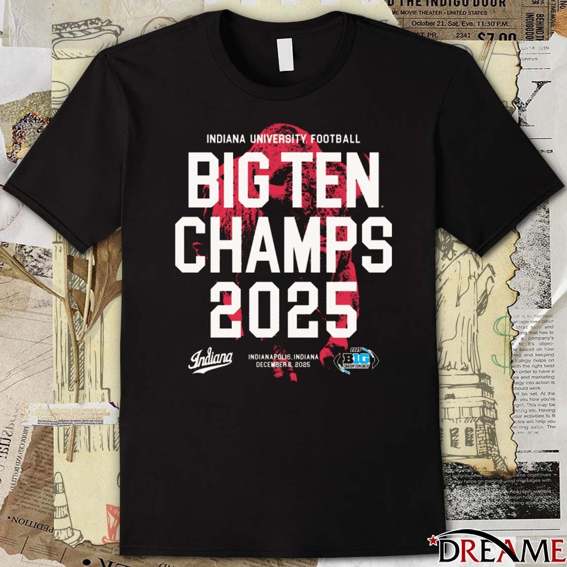 Indiana University Football 2025 Big Ten Champs Indianapolis Indiana December 6 2025 t-shirt