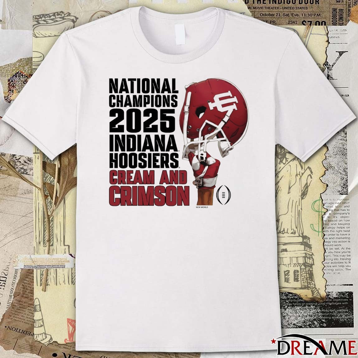 Indiana University Hoosiers Football 2025 National Champions Cream And Crimson t-shirt