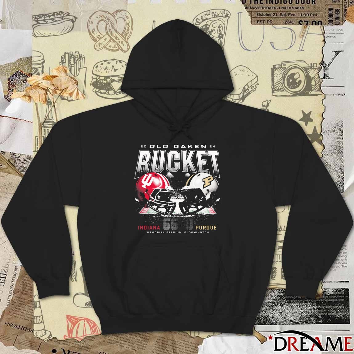 Indiana Vs Purdue Old Oaken Bucket 66 to 0 Memorial Stadium Bloomington Helmet t-shirt