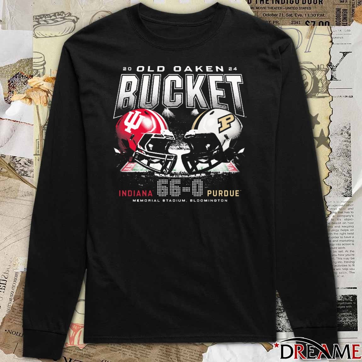 Indiana Vs Purdue Old Oaken Bucket 66 to 0 Memorial Stadium Bloomington Helmet t-shirt
