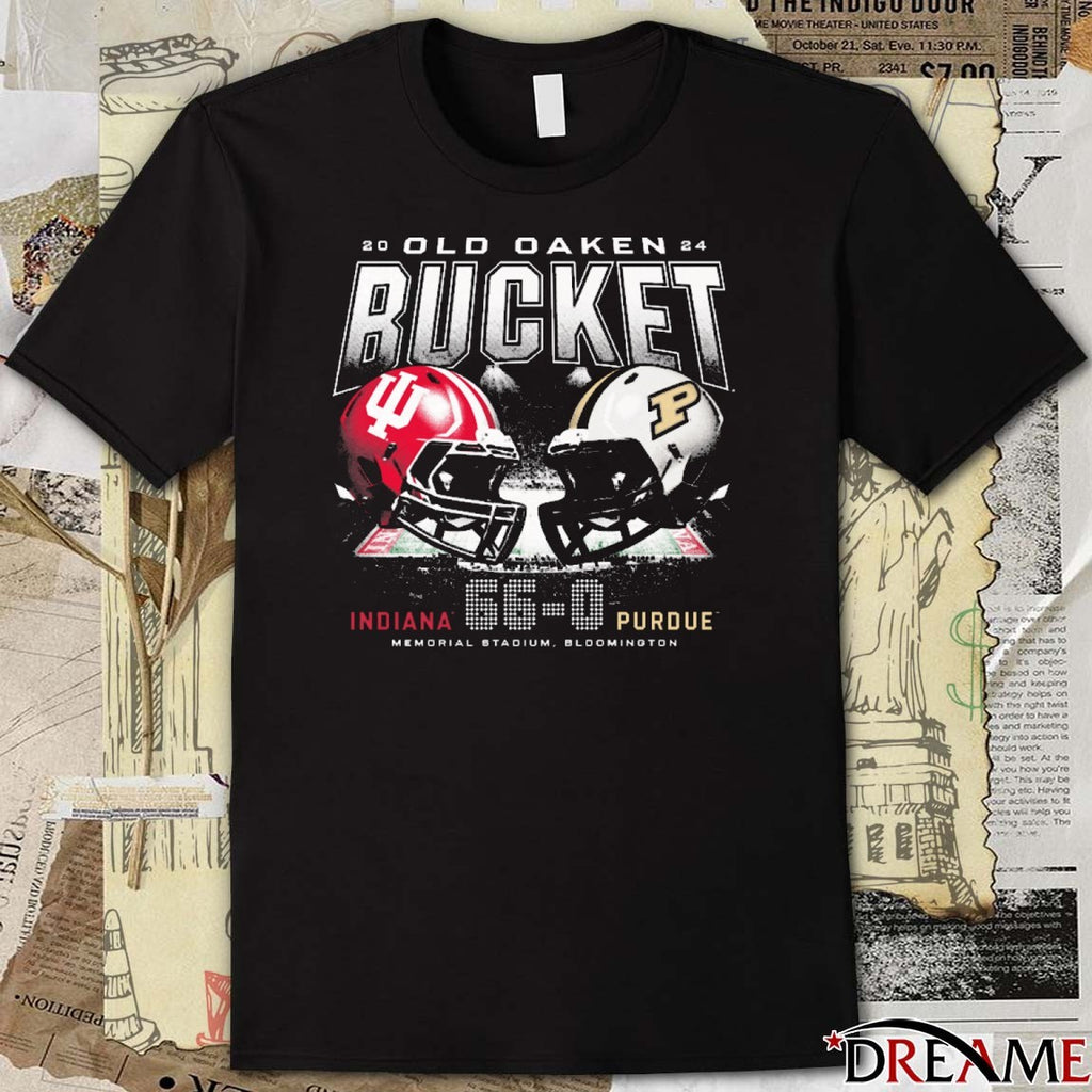 Indiana Vs Purdue Old Oaken Bucket 66 to 0 Memorial Stadium Bloomington Helmet t-shirt