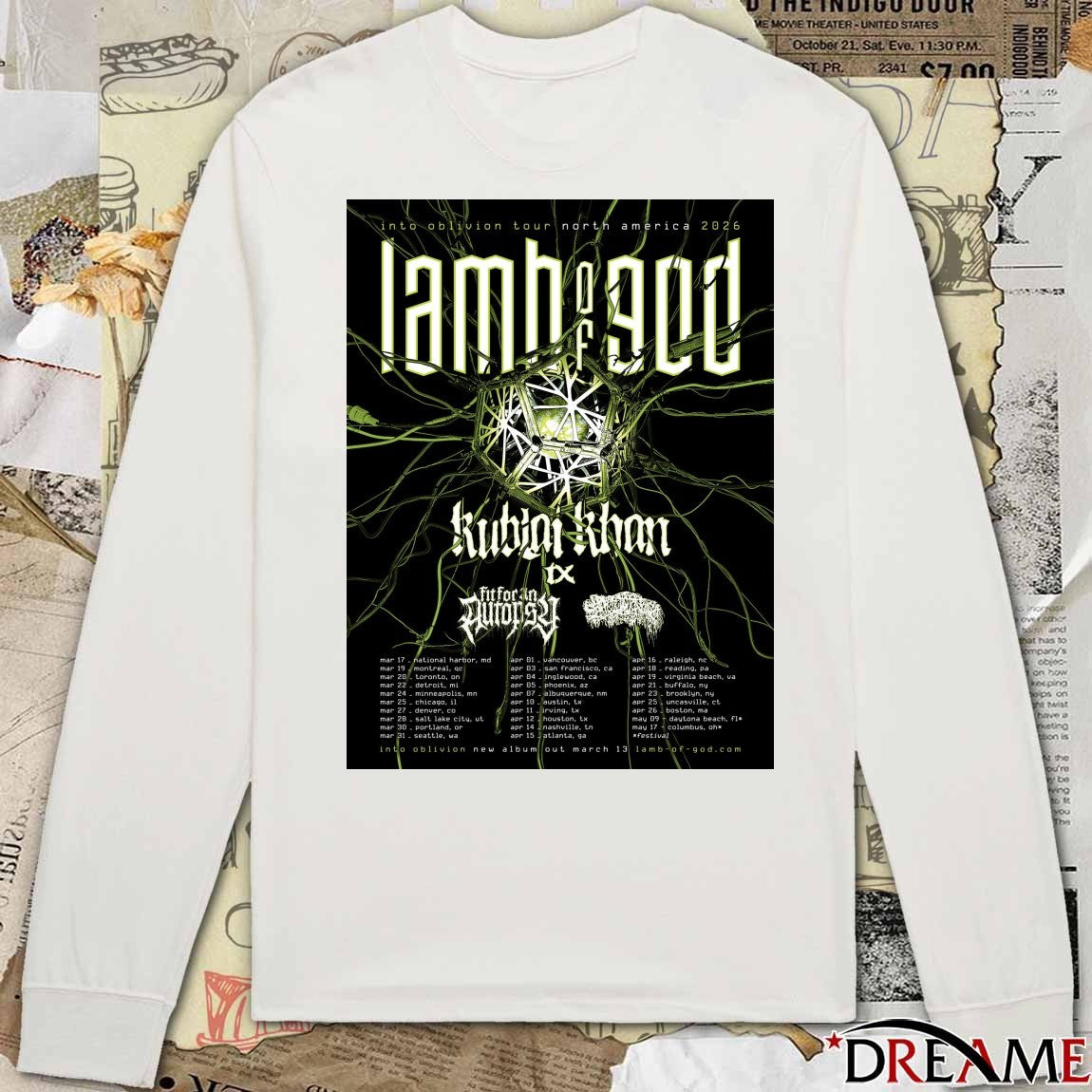 Into Oblivion Tour North America 2026 March 17 – May 17 Poster t-shirt