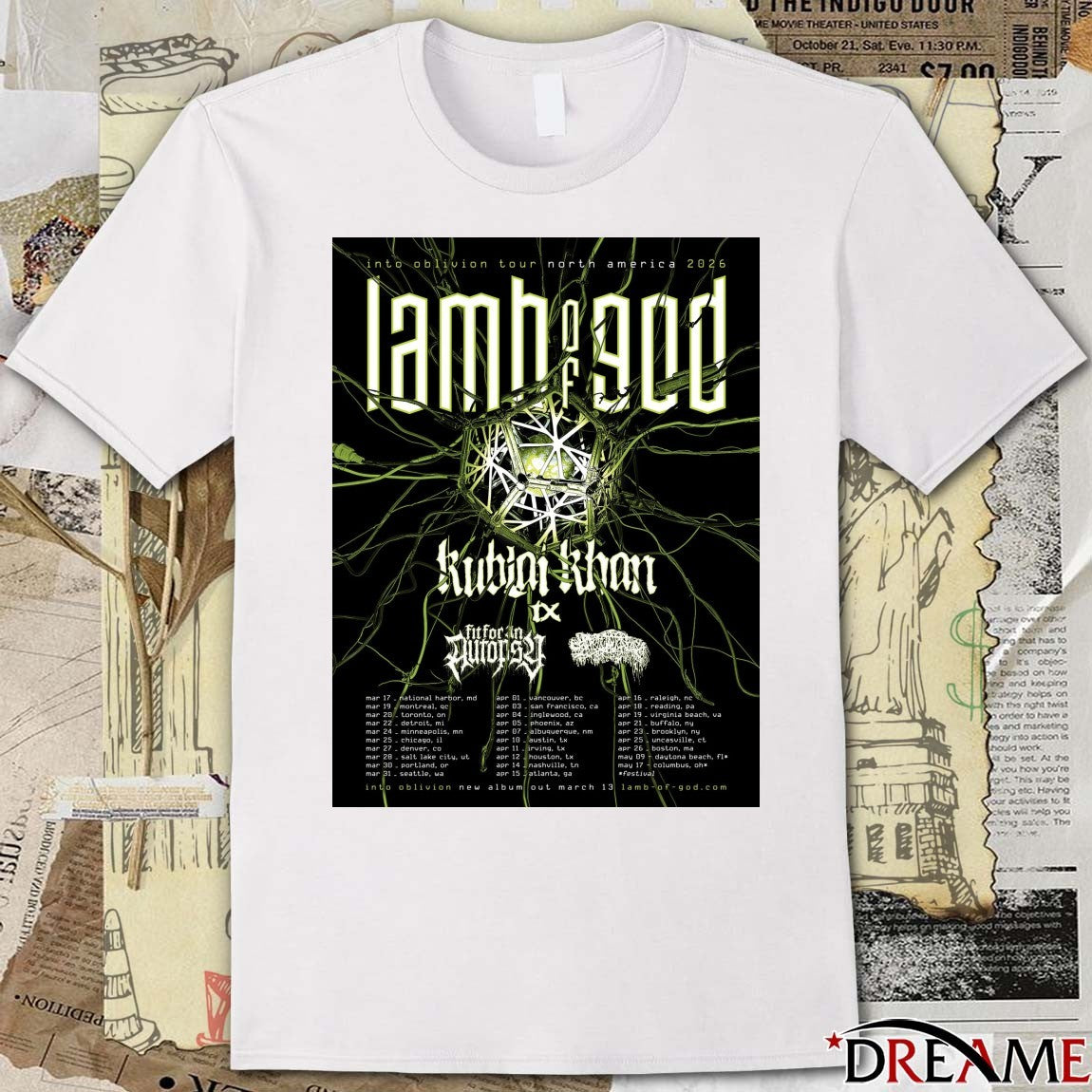 Into Oblivion Tour North America 2026 March 17 – May 17 Poster t-shirt