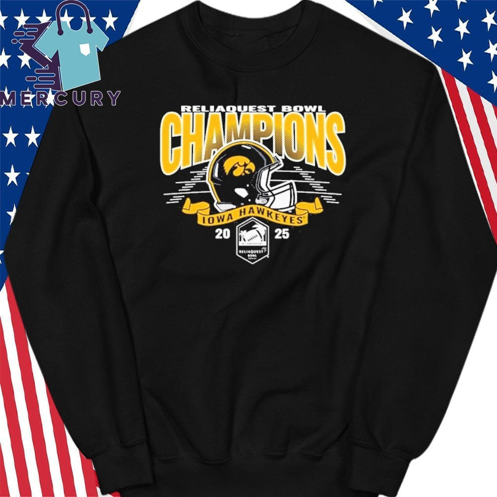 Iowa Hawkeyes 2025 ReliaQuest Bowl Football Champions Helmet Shirt
