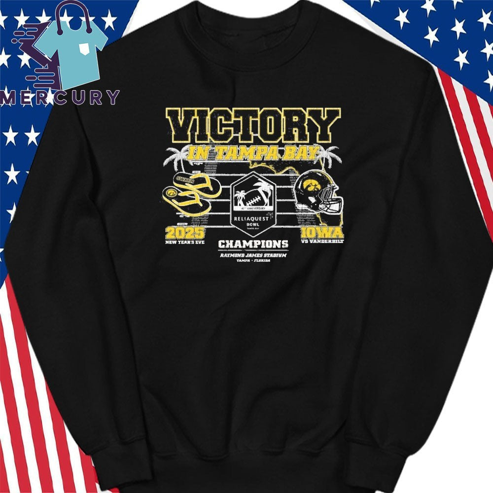 Iowa Hawkeyes Victory In Tampa 2025 Reliaquest Bowl Champions Helmet Shirt