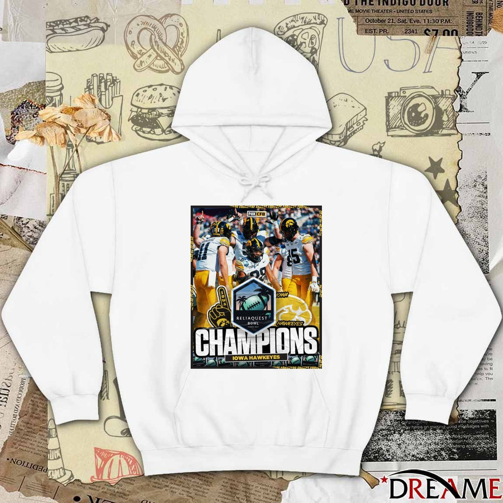 Iowa Hawkeyes defeated Vanderbilt Commodores 2025 ReliaQuest Bowl Tampa Bay Champions Poster t-shirt