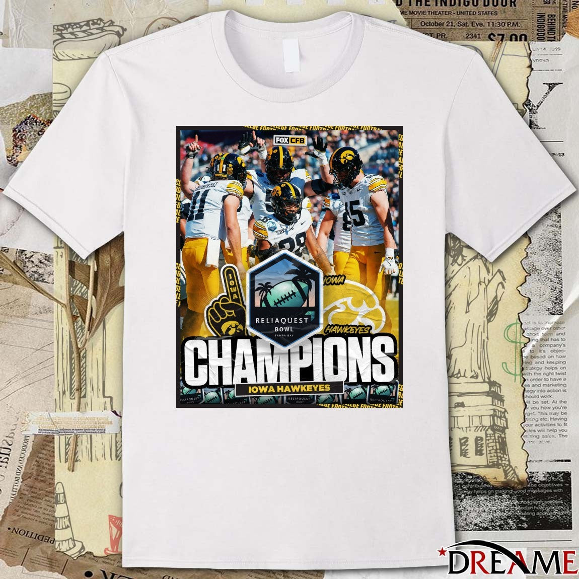 Iowa Hawkeyes defeated Vanderbilt Commodores 2025 ReliaQuest Bowl Tampa Bay Champions Poster t-shirt