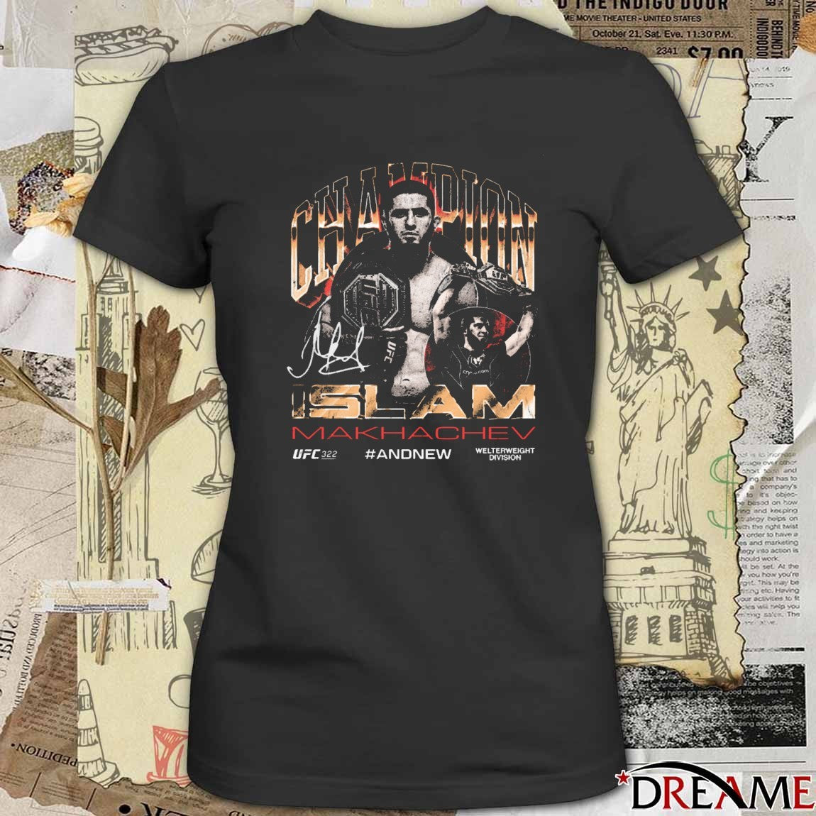 Islam Makhachev UFC 322 And New Men’s Welterweight Division Champion Signature t-shirt