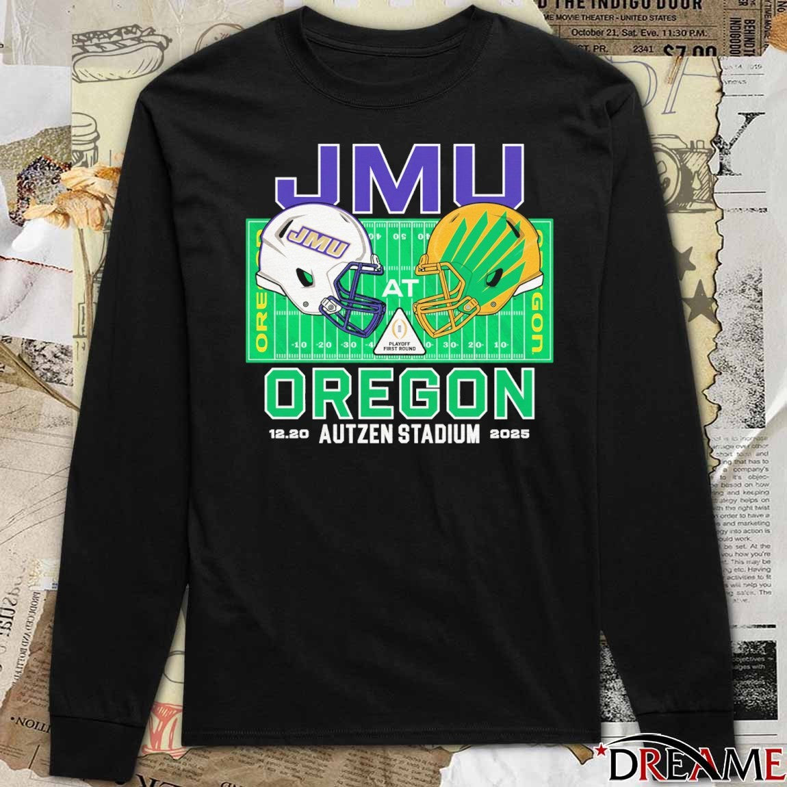 JMU vs. Oregon 2025 College Football Playoff 12.20 Autzen Stadium t-shirt