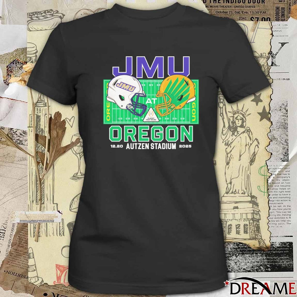 JMU vs. Oregon 2025 College Football Playoff 12.20 Autzen Stadium t-shirt