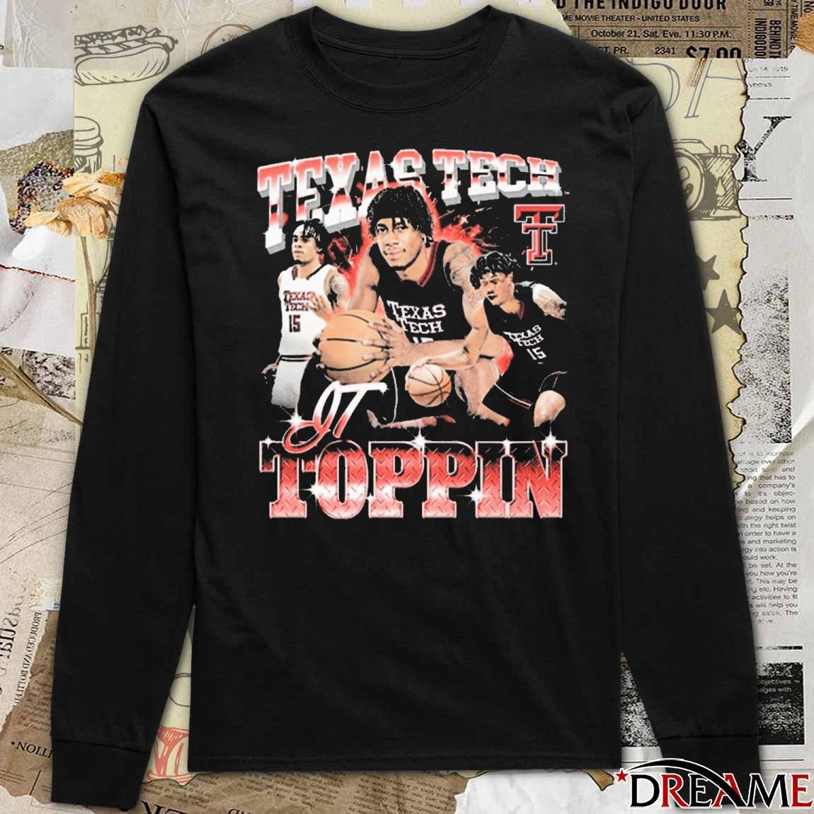 JT Toppin Texas Tech Red Raiders Basketball 90s NCAA t-shirt