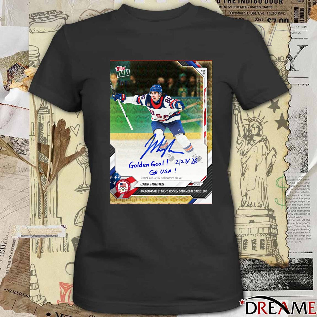 Jack Hughes 2026 Winter Olympic Gold Medal Game Topps NOW Poster t-shirt