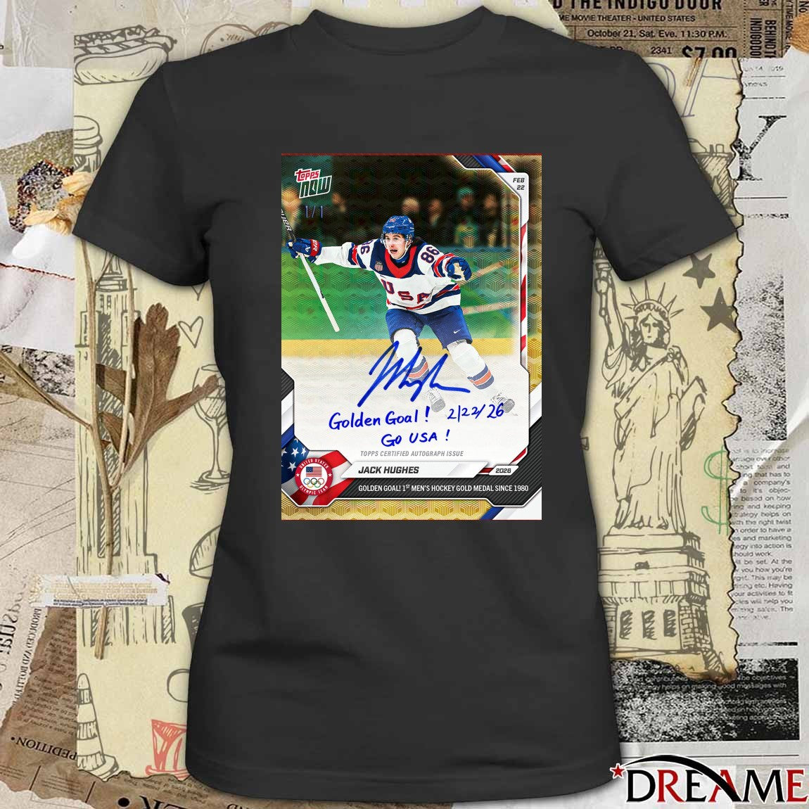 Jack Hughes 2026 Winter Olympic Gold Medal Game Topps NOW Poster t-shirt