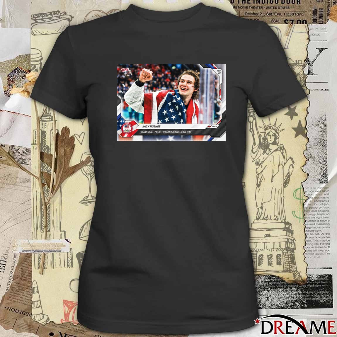 Jack Hughes Golden Goal 1st Men’s Hockey Gold Medal Since 1980 Topps t-shirt