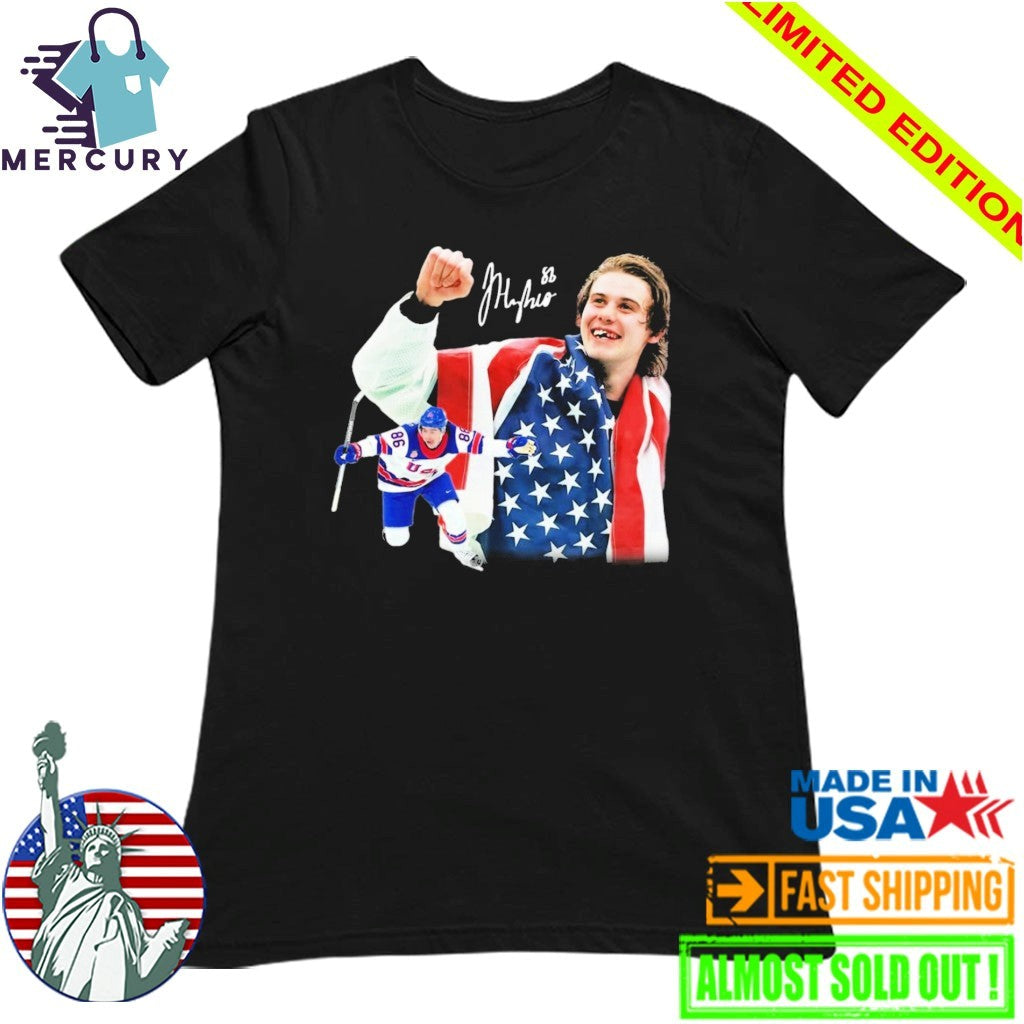 Jack Hughes Men Hockey USA Signature Shirt