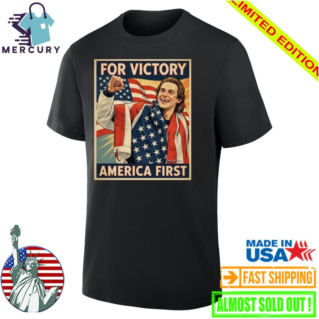 Jack Hughes Teeth Gold Champion Olympic Winter 2026 For Victory America First Shirt