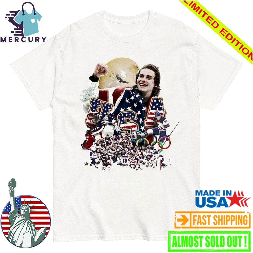 Jack Hughes Teeth USA Hockey Gold Olympics Winter 2026 Champion All Team Shirt