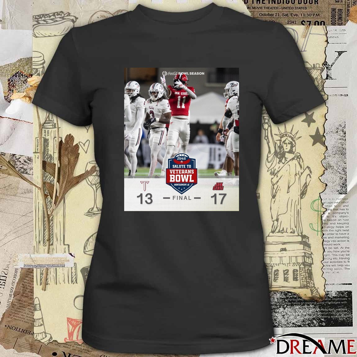 Jacksonville State defeated Troy Final Score 17 – 13 IS4S Salute to Veterans Bowl 2025 Poster t-shirt