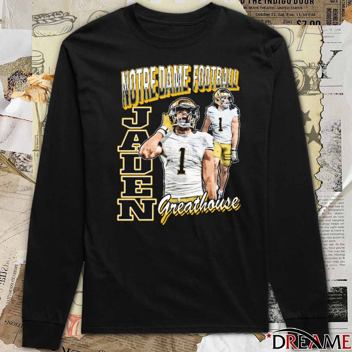Jaden Greathouse 90s Notre Dame Fighting Irish Football NCAA 2025 t-shirt