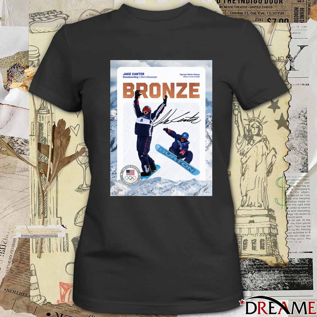 Jake Canter Snowboarding Olympic Winter Games Milano Cortina 2026 Bronze Signature t-shirt