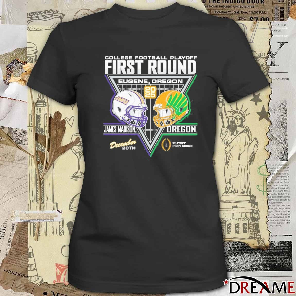 James Madison Dukes Football 2025 College Football Playoffs 1st Round Match-Up Dec 20 Eugene OR Helmets t-shirt