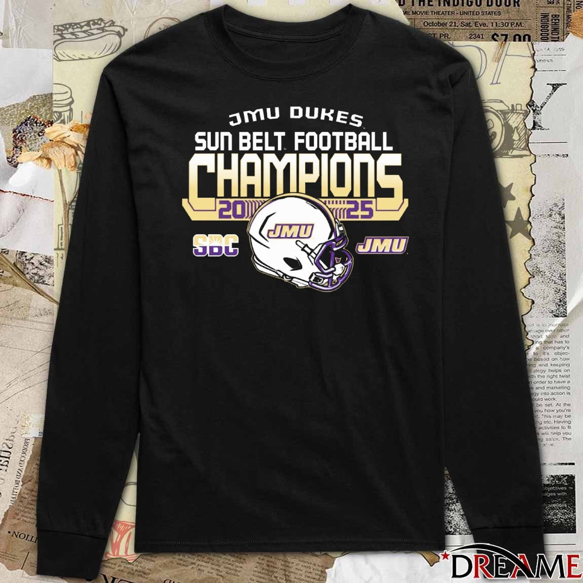James Madison University Dukes Football 2025 Sun Belt Champions Helmet t-shirt